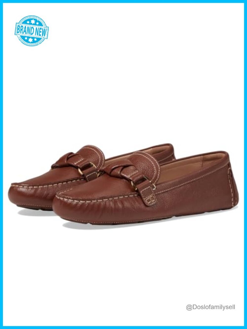 Leather Driver Loafers with Knotted Strap & Foam Cushion